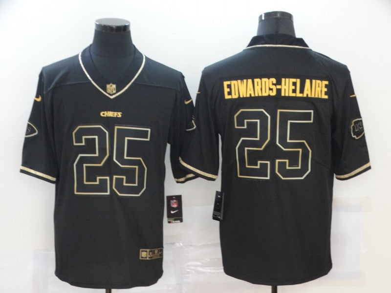 Men's Kansas City Chiefs Clyde Edwards-Helaire #25 Black Game Jersey1 football jersey product view 1