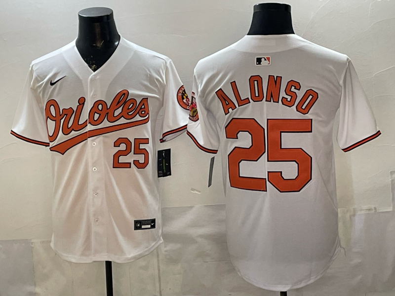 Men's Baltimore Orioles Pete Alonso #25 White Home Limited Player Jersey baseball jersey product view 1