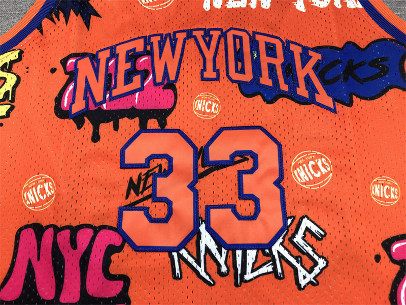 Knicks #33 Graffiti Jersey basketball jersey product view 2