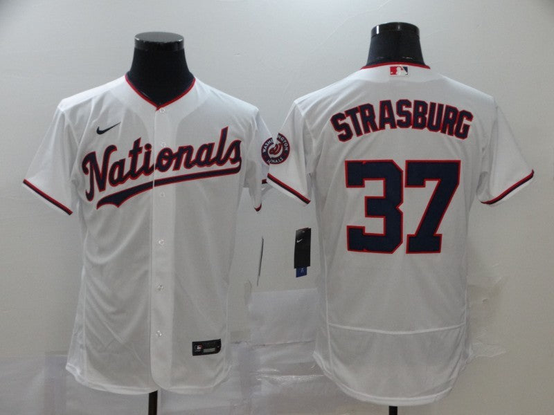 Men's Washington Nationals Stephen Strasburg #37 White Authentic Game Jersey baseball jersey product view 1