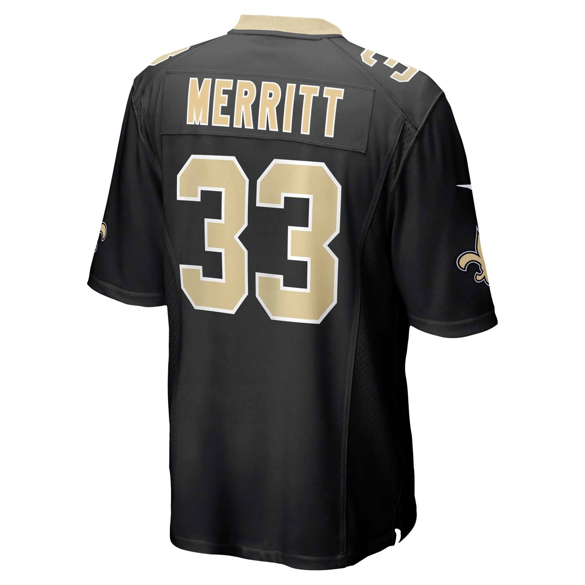 Kirk Merritt New Orleans Saints Team Game Jersey - Black football jersey product view 3