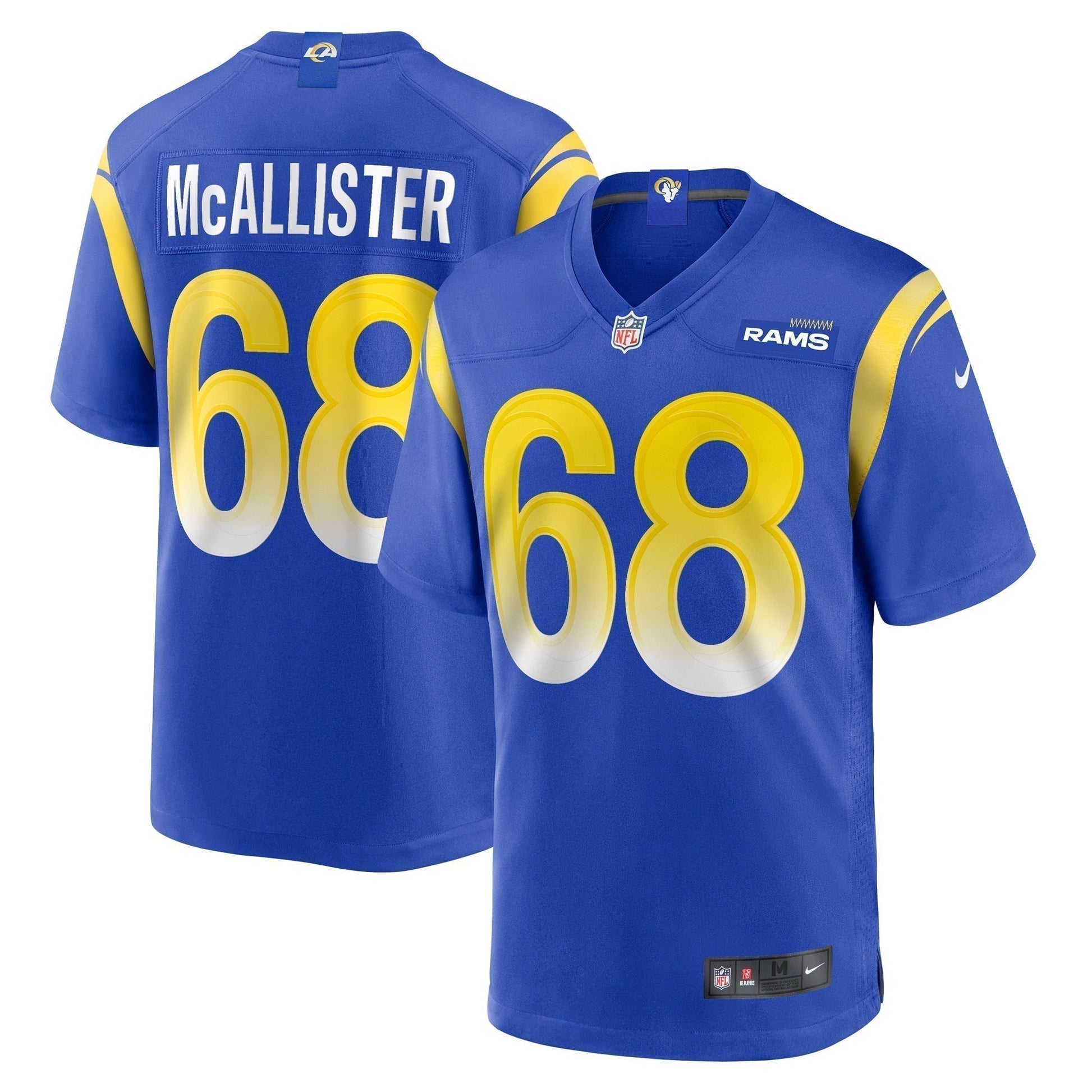 Mike McAllister Los Angeles Rams Home Game Jersey - Royal football jersey product view 1
