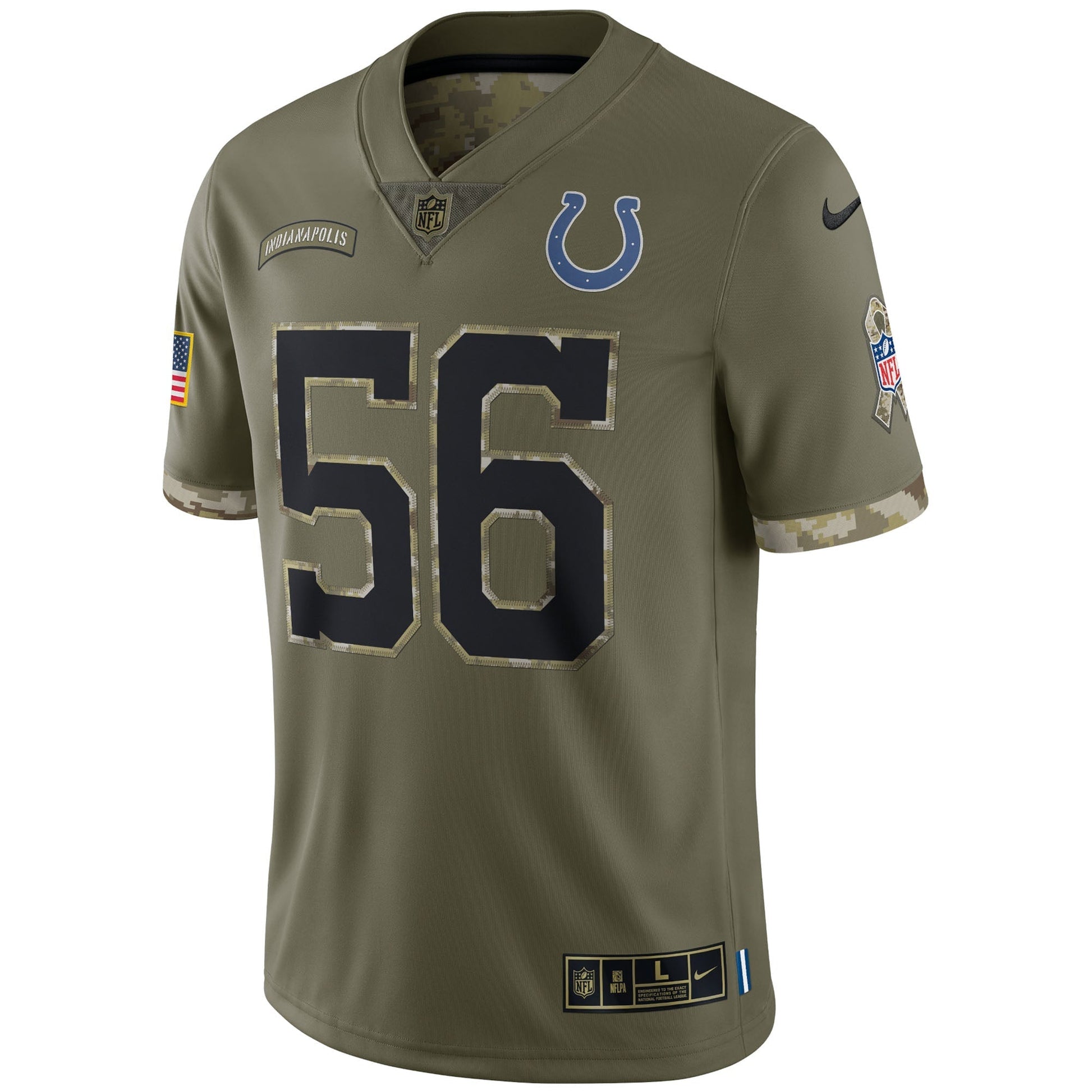 Quenton Nelson Indianapolis Colts Salute To Service Limited Jersey - Olive football jersey product view 2