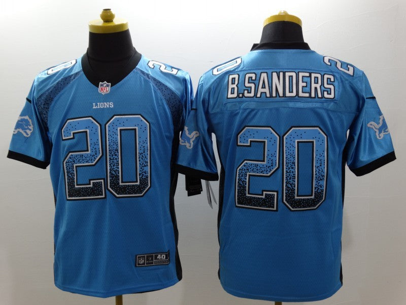 Men's Detroit Lions Barry Sanders #20 Blue Game Jersey1 football jersey product view 1