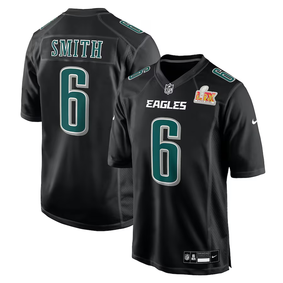 Men's Philadelphia Eagles DeVonta Smith #6 Carbon Black Super Bowl LIX Fashion Game Player Jersey1 football jersey product view 1