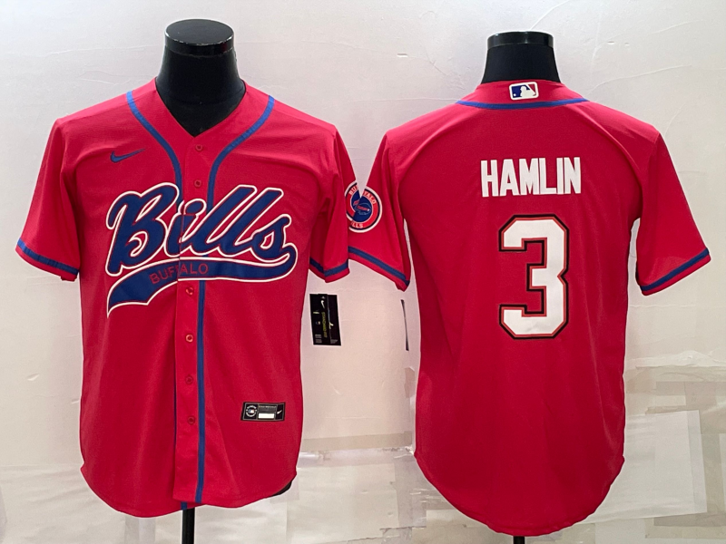 Men's Buffalo Bills Damar Hamlin Red Game Jersey Joint Edition football jersey product view 1