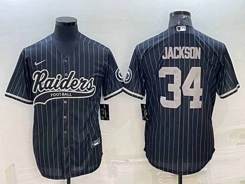 Men's Las Vegas Raiders Bo Jackson #34 Black Team Game Jersey1 Joint Edition football jersey product view 1