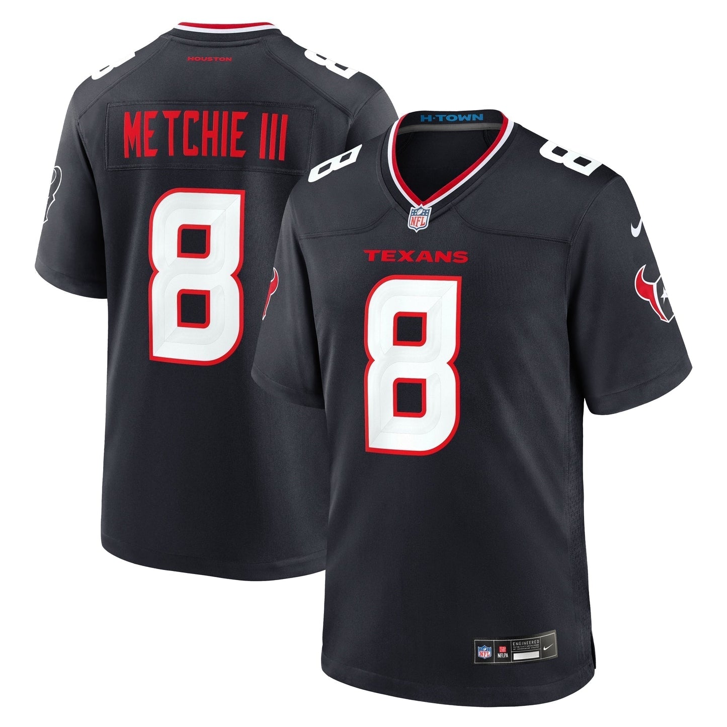 John Metchie III Houston Texans Team Game Jersey - Navy football jersey product view 1
