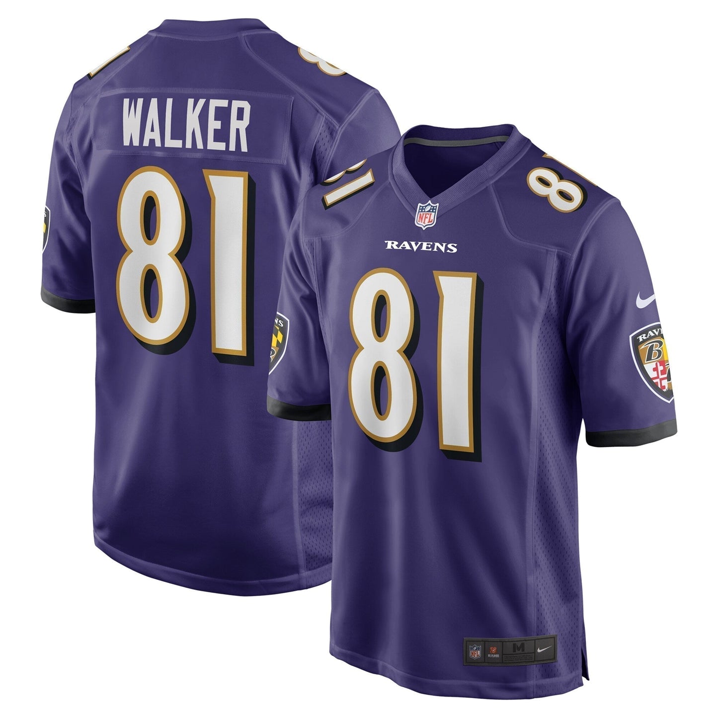 Devontez Walker Baltimore Ravens Team Game Jersey - Purple football jersey product view 1
