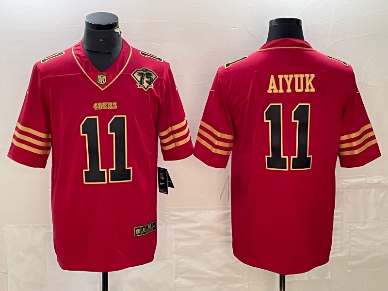 Men's San Francisco 49ers Brandon Aiyuk Scarlet Player Jersey football jersey product view 1