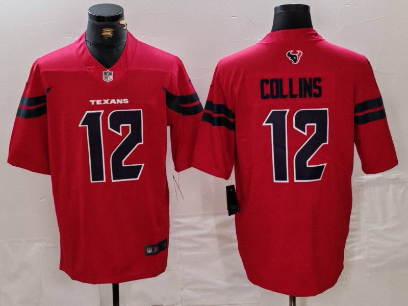 Men's Houston Texans Nico Collins #12 Red Alternate Game Jersey football jersey product view 1