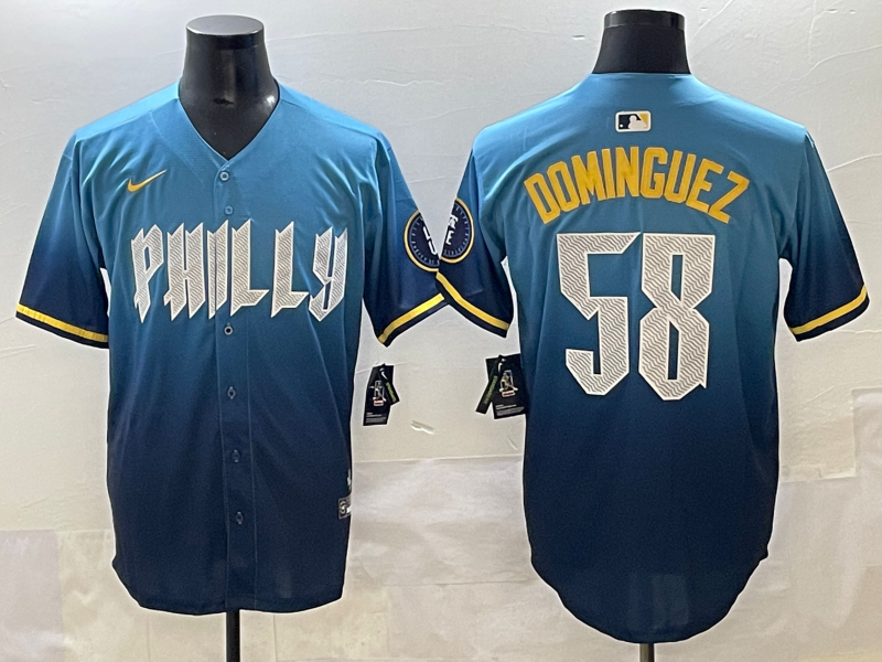 Men's Philadelphia Phillies Seranthony Dominguez Blue City Connect Limited Player Jersey baseball jersey product view 1