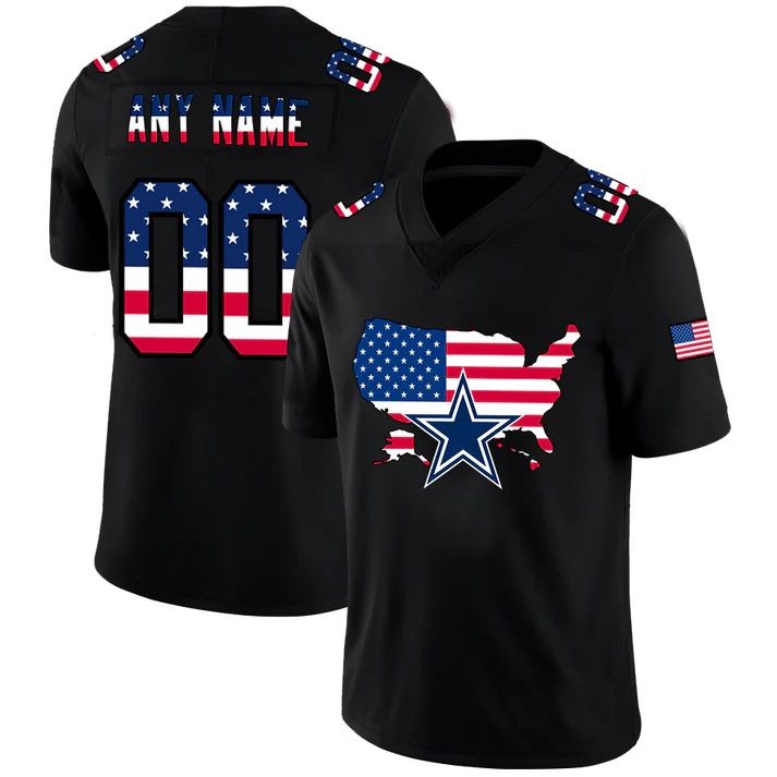 Custom1 Dallas Cowboys Football Black Limited Fashion Flag Stitched Jersey1 Football Jerseys football jersey product view 1