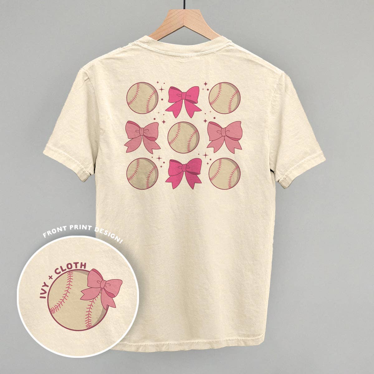 Baseball and Bows (Back Print) Unisex T-shirt, Sweatshirt, Hoodie, Long Sleeve Tee - T-Shirt, Sweatshirt, Hoodie
