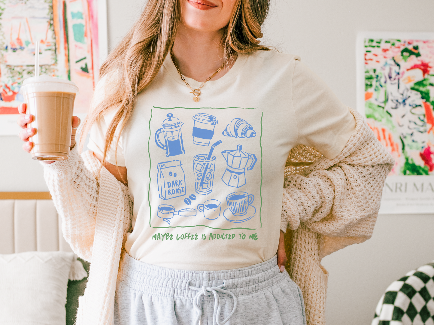 Maybe Coffee Is Addicted To Me Graphic Tee Unisex T-shirt, Sweatshirt, Hoodie, Long Sleeve Tee - T-Shirt, Sweatshirt, Hoodie