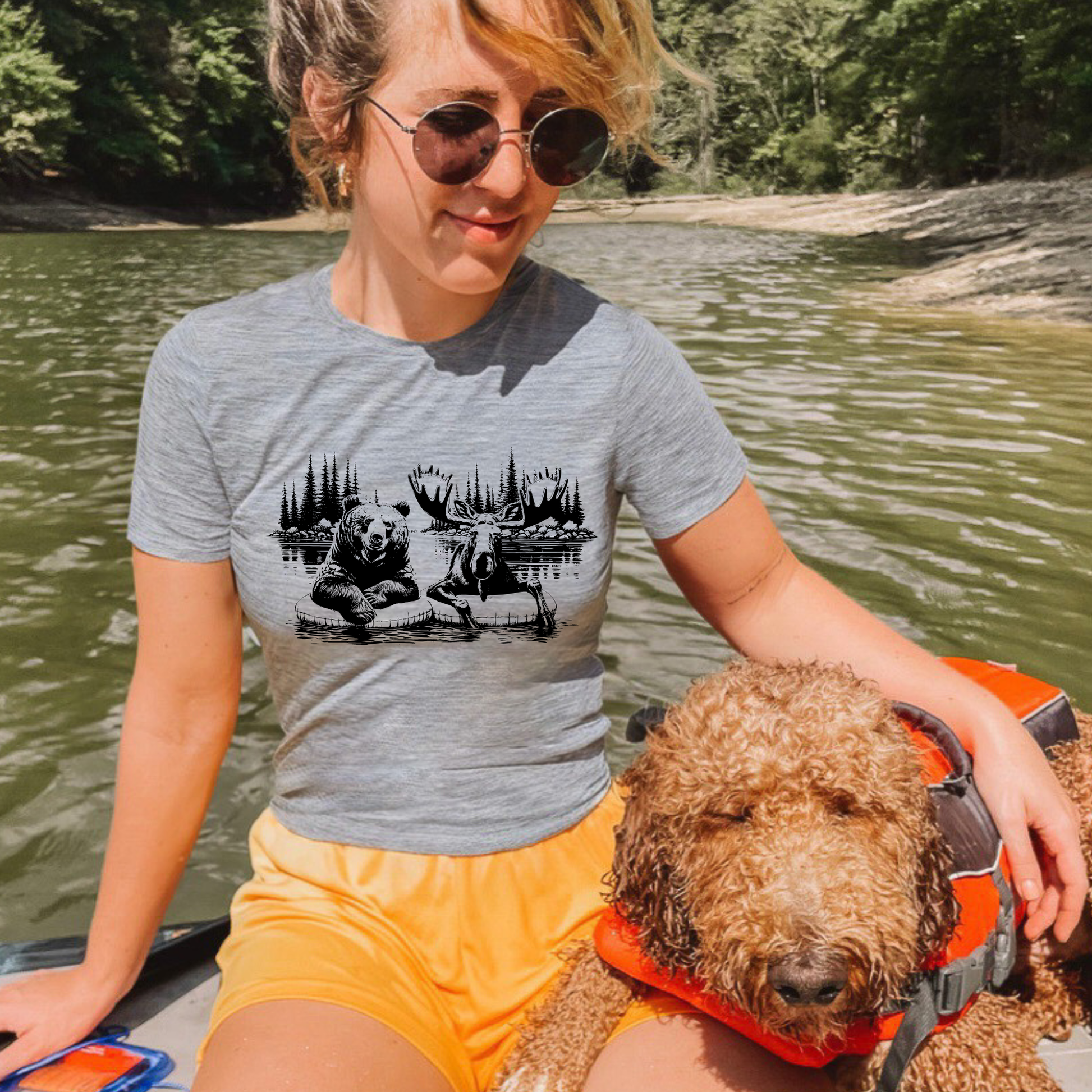 River Floating Friends Graphic Tee 128 Unisex T-shirt, Sweatshirt, Hoodie, Long Sleeve Tee - T-Shirt, Sweatshirt, Hoodie