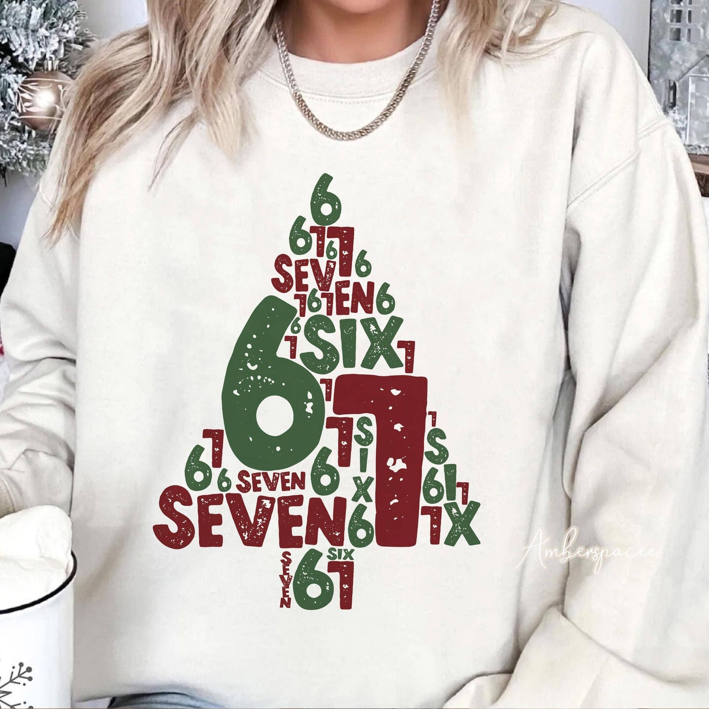 Six Seven Christmas Tree Xmas 6 7 Trendy Cut File Unisex T-shirt, Sweatshirt, Hoodie, Long Sleeve Tee - T-Shirt, Sweatshirt, Hoodie
