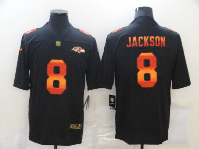 Men's Baltimore Ravens #8 Lamar Jackson Black Authentic Game Player Jersey1 football jersey product view 1