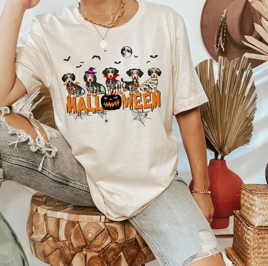 Dachshund Halloween Shirt - Pumpkin Fall Lover Gift Tee Unisex T-shirt, Sweatshirt, Hoodie, Long Sleeve Tee - T-Shirt, Sweatshirt, Hoodie