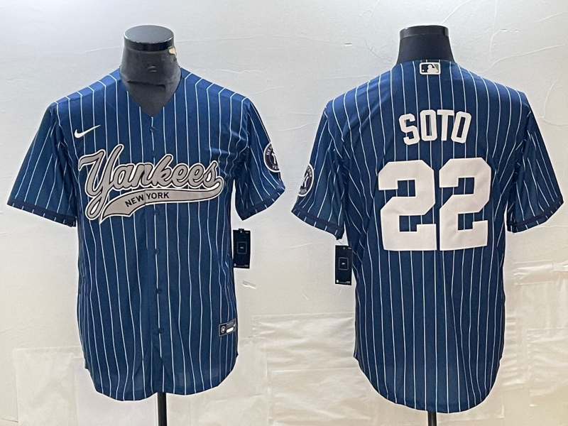 Men's New York Yankees Juan Soto #22 Blue Player Jersey Joint Edition baseball jersey product view 1