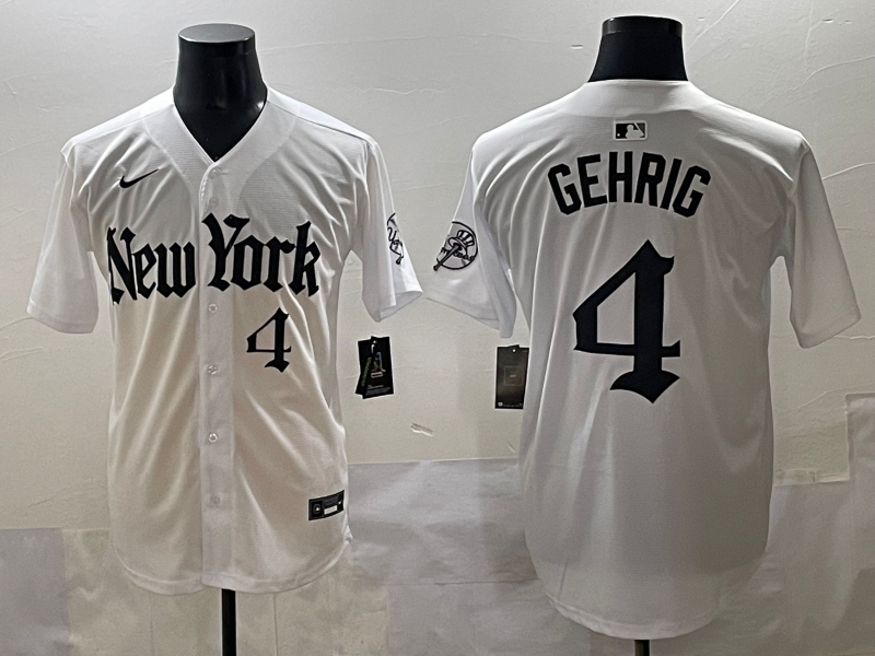 Men's New York Yankees Lou Gehrig #4 White Alternate Limited Player Jersey baseball jersey product view 1