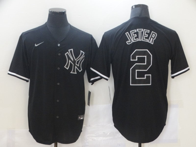Men's New York Yankees Derek Jeter Black Authentic Game Jersey baseball jersey product view 1