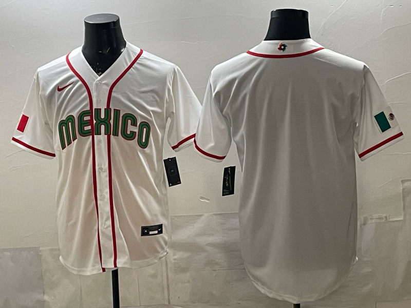 Men's Mexico Baseball White 2026 World Baseball Classic Stadium Jersey baseball jersey product view 1