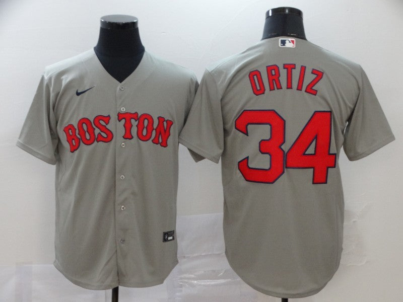 Men's Boston Red Sox David Ortiz Gray Replica Baseball Jersey baseball jersey product view 1