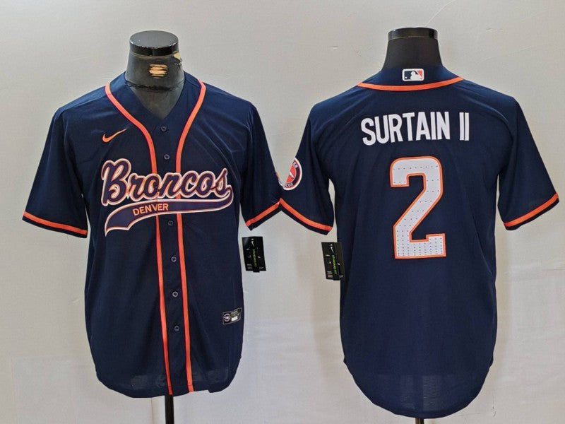 Men's Denver Broncos Patrick Surtain II Navy Player Jersey football jersey product view 1