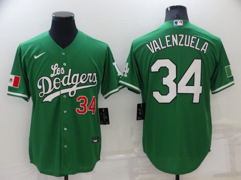 Men's Los Angeles Dodgers Fernando Valenzuela Green Replica Player Jersey baseball jersey product view 1