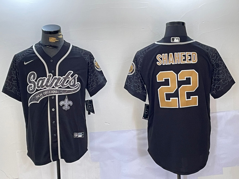Men's New Orleans Saints Rashid Shaheed Black RFLCTV Limited Jersey football jersey product view 1