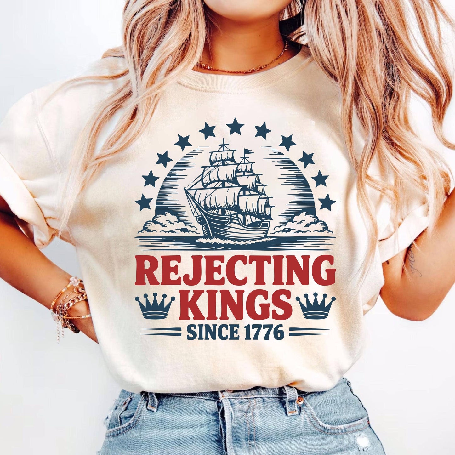 No Kings in America Political Protest Tee Feminist Shirt Unisex T-shirt, Sweatshirt, Hoodie, Long Sleeve Tee - T-Shirt, Sweatshirt, Hoodie