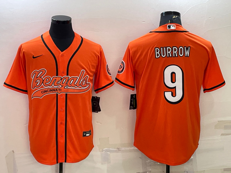 Men's Cincinnati Bengals Joe Burrow #9 Orange Fashion Game Jersey1 football jersey product view 1