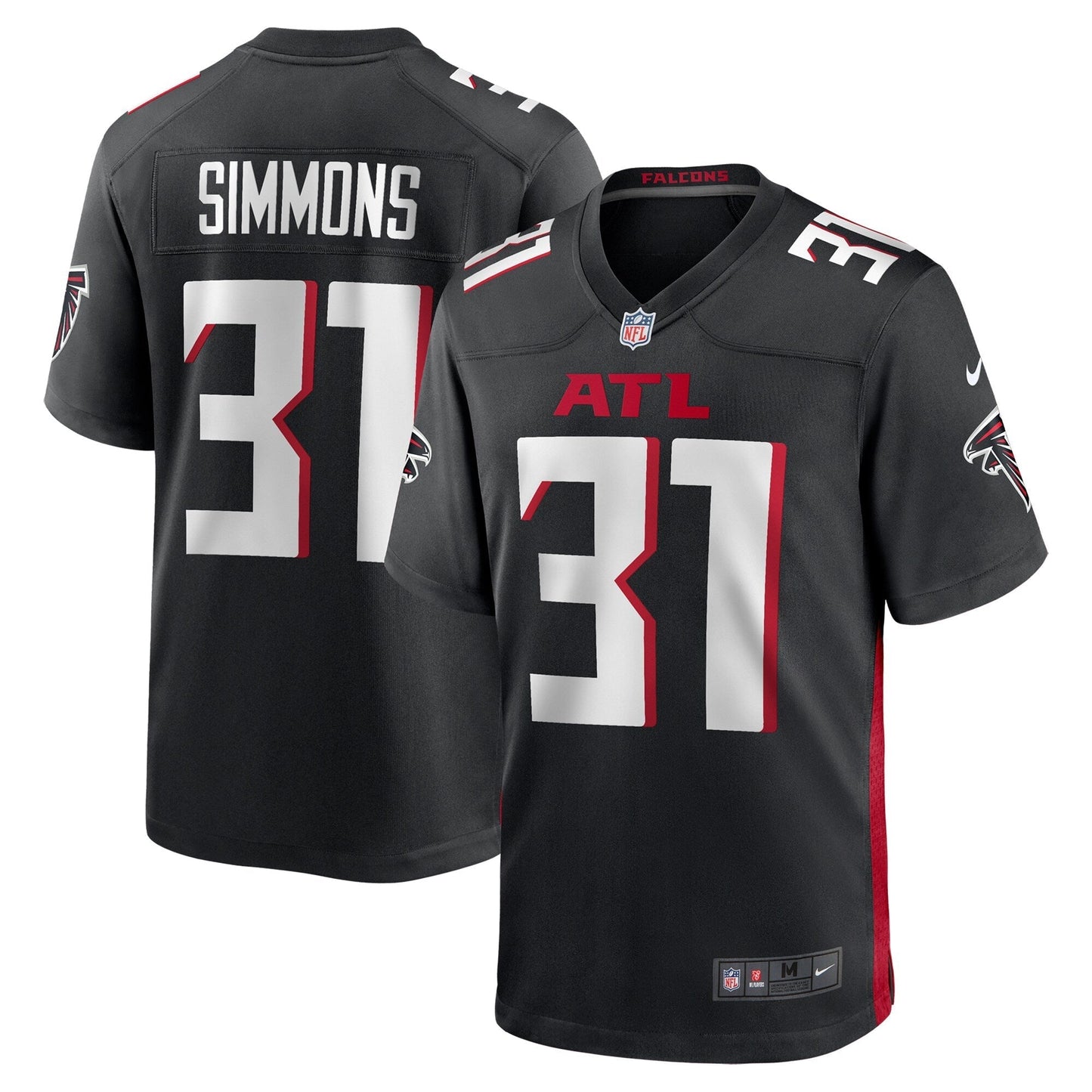 Justin Simmons Atlanta Falcons Team Game Jersey - Black football jersey product view 1