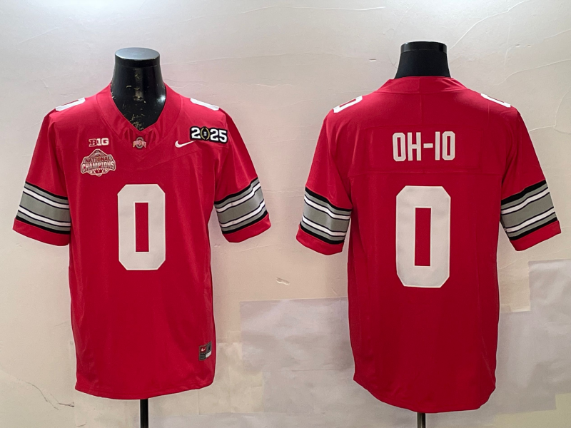 Men's Ohio State Buckeyes #0 Red 2025 CFP Final National Champions Patch F.U.S.E. Jersey sports jersey product view 1