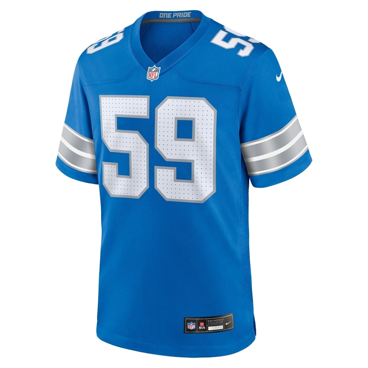 Giovanni Manu Detroit Lions Team Game Jersey - Blue football jersey product view 2