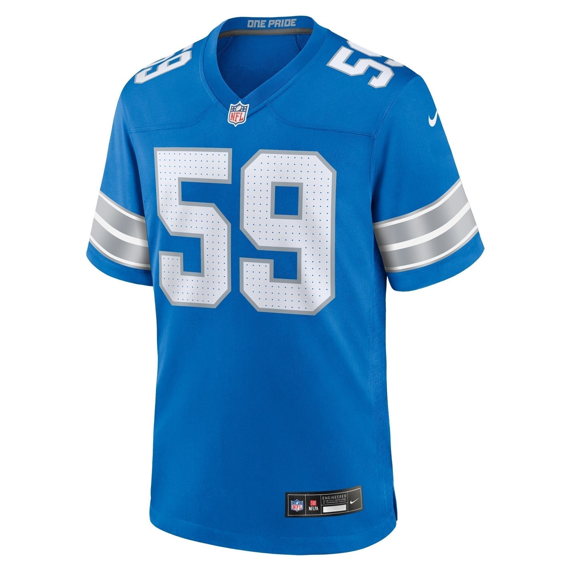 Giovanni Manu Detroit Lions Team Game Jersey - Blue football jersey product view 2