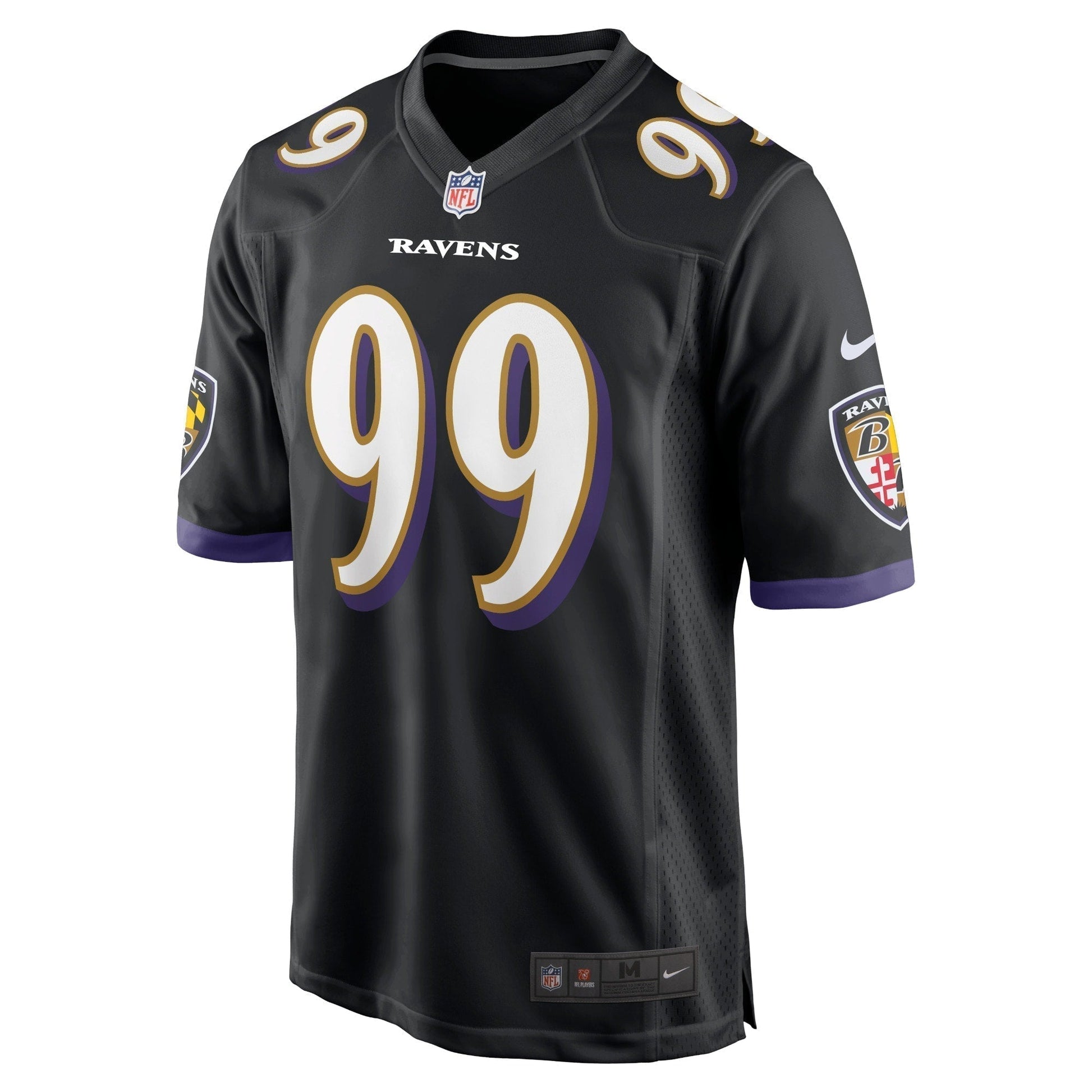 Odafe Oweh Baltimore Ravens Game Jersey - Black football jersey product view 2