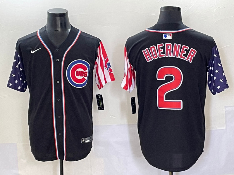 Men's Chicago Cubs Nico Hoerner #2 Black Limited Player Jersey baseball jersey product view 1