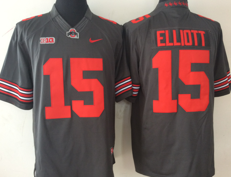 Men's Ohio State Buckeyes Ezekiel Elliott Gray Player Game Jersey sports jersey product view 1