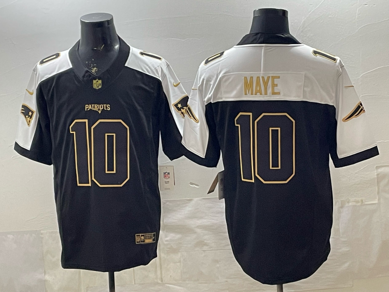 Men's New England Patriots Drake Maye Black Game Player Jersey football jersey product view 1