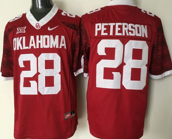 Men's Oklahoma Sooners Adrian Peterson #28 Crimson Player Jersey sports jersey product view 1