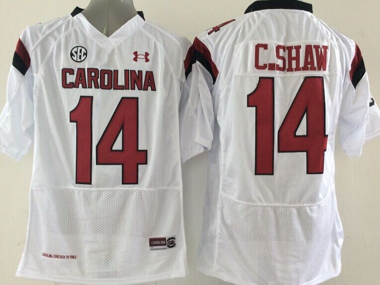 Men's South Carolina Gamecock Connor Shaw #14 White Player Game Jersey sports jersey product view 1