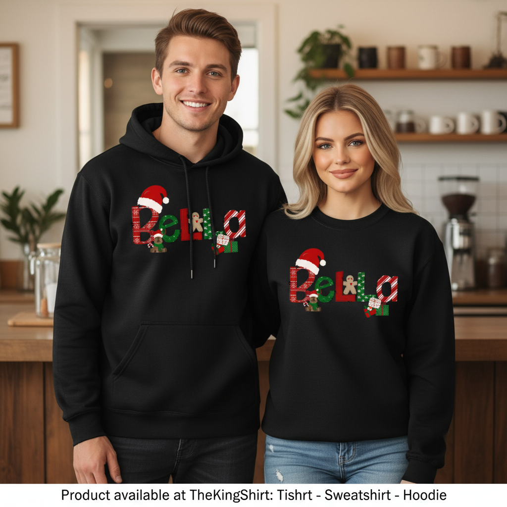 Personalized Christmas Name Sweatshirt - Custom Family Unisex T-shirt, Sweatshirt, Hoodie, Long Sleeve Tee - T-Shirt, Sweatshirt, Hoodie