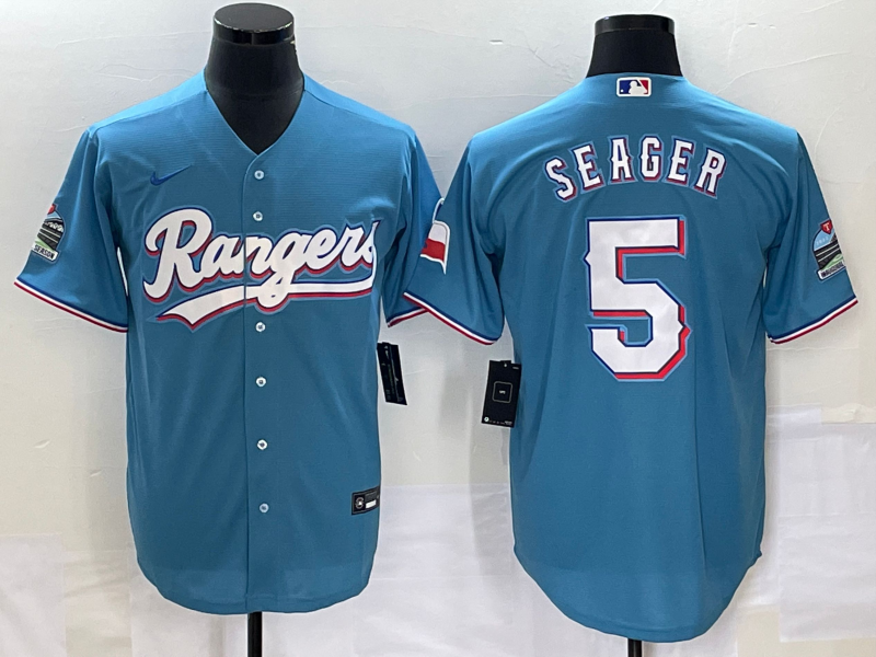 Men's Texas Rangers Corey Seager Blue Replica Player Jersey baseball jersey product view 1