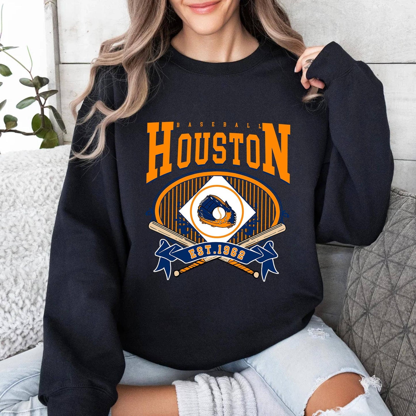 Houston Baseball Vintage Game Day Hoodie Unisex T-shirt, Sweatshirt, Hoodie, Long Sleeve Tee - T-Shirt, Sweatshirt, Hoodie