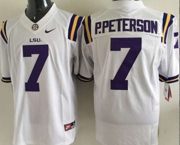 Men's LSU Tigers Patrick Peterson #7 White Player Game Jersey sports jersey product view 1