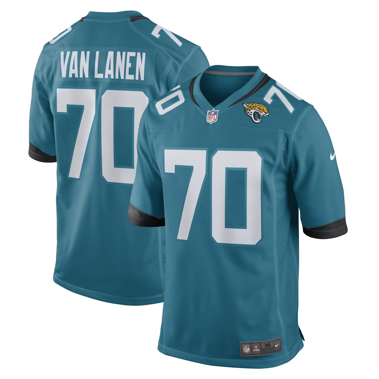 Cole Van Lanen Jacksonville Jaguars Game Jersey - Teal football jersey product view 1