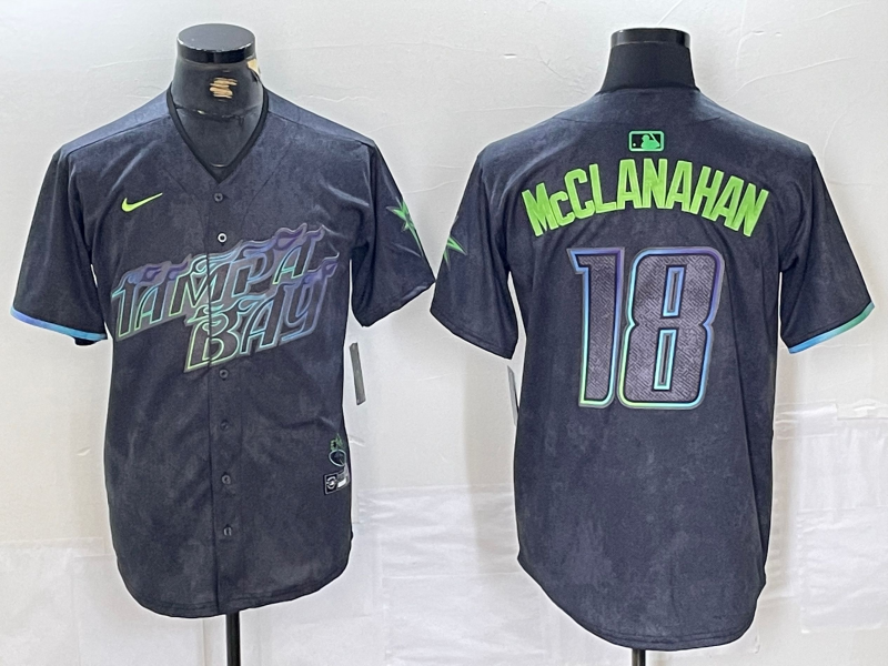 Men's Tampa Bay Rays Shane McClanahan #18 Charcoal 2024 City Connect Limited Player Jersey baseball jersey product view 1