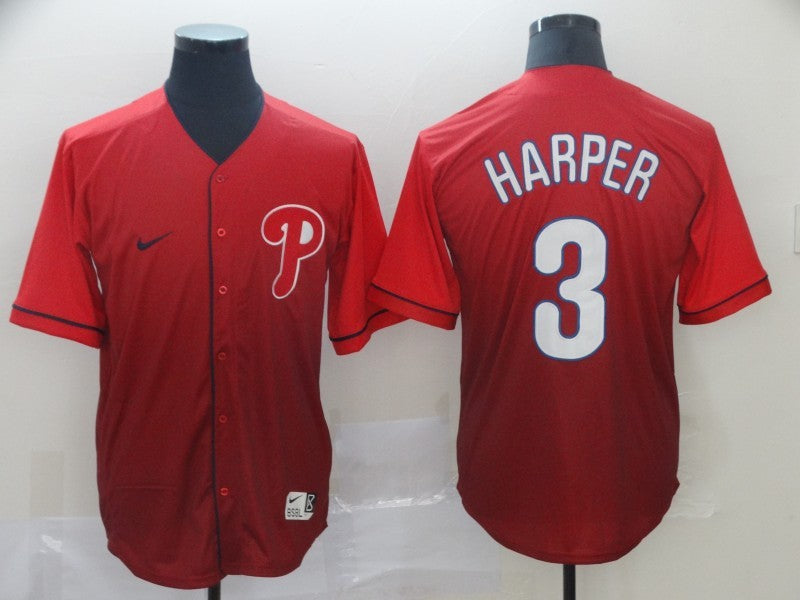 Men's Philadelphia Phillies Bryce Harper #3 Red Stitched Jersey baseball jersey product view 1